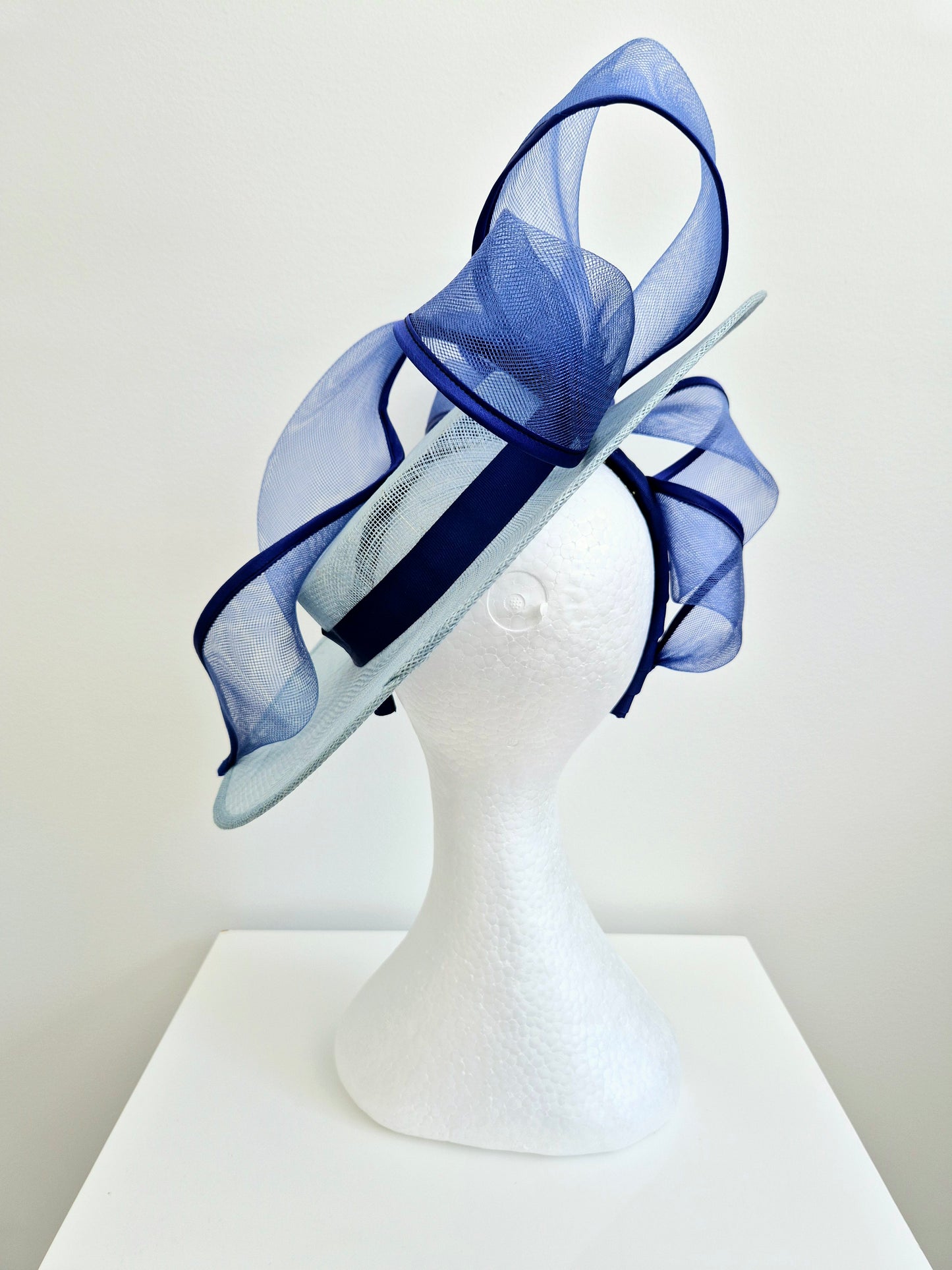 Miss Jaymee. Womens Pale Blue hat with Royal Blue bow