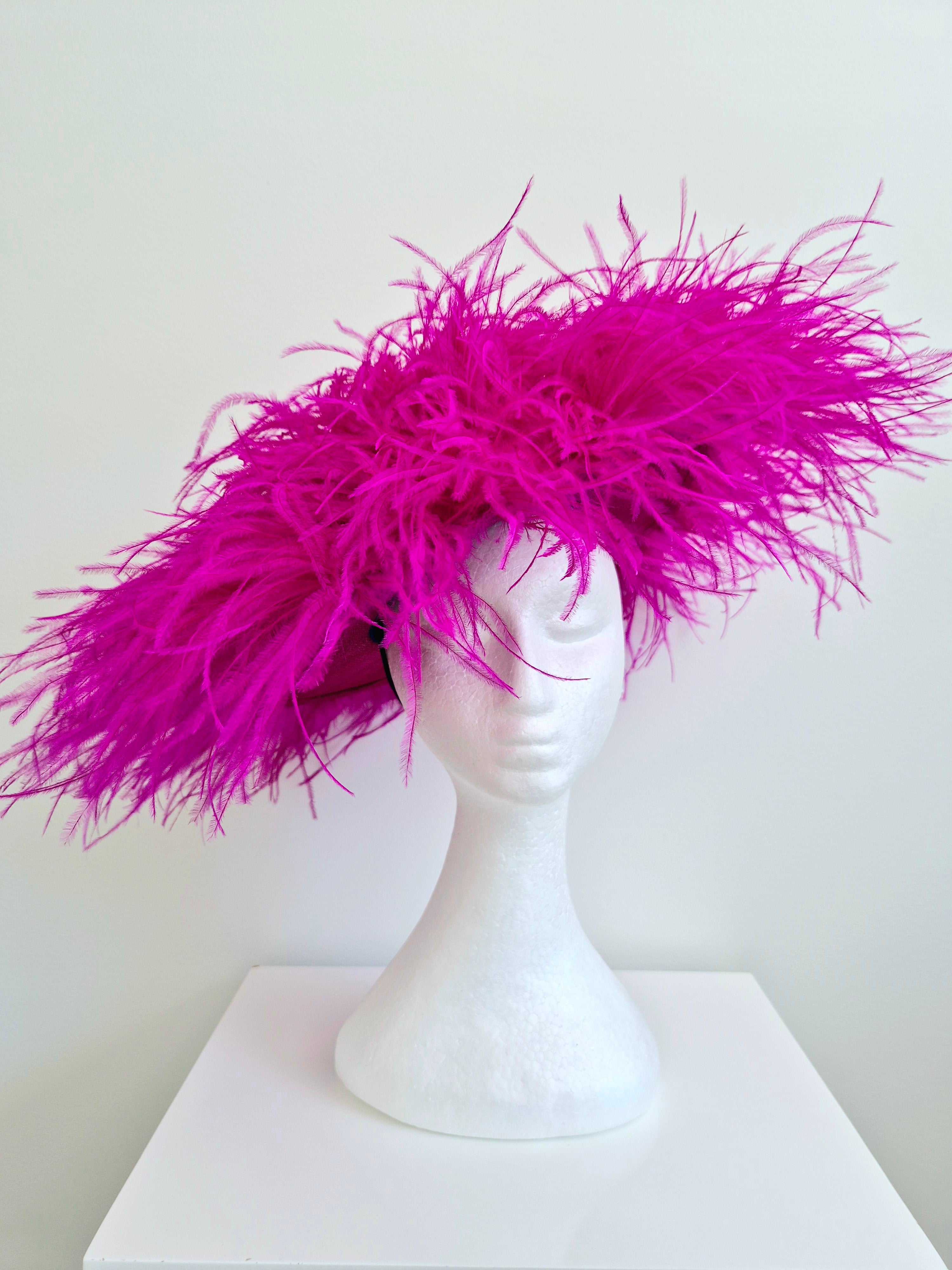 Sizzling Hot Pink newest Feather Faschinator on Headband