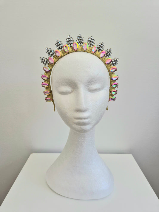 Miss Ice Maiden. Womens Pale Pink rhinestone crown headband