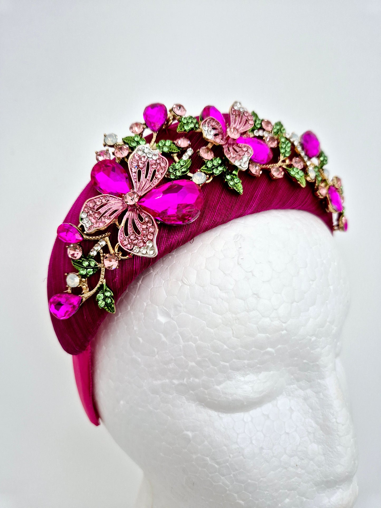 Miss Finley. Womens Magenta silk jewel fascinator headband