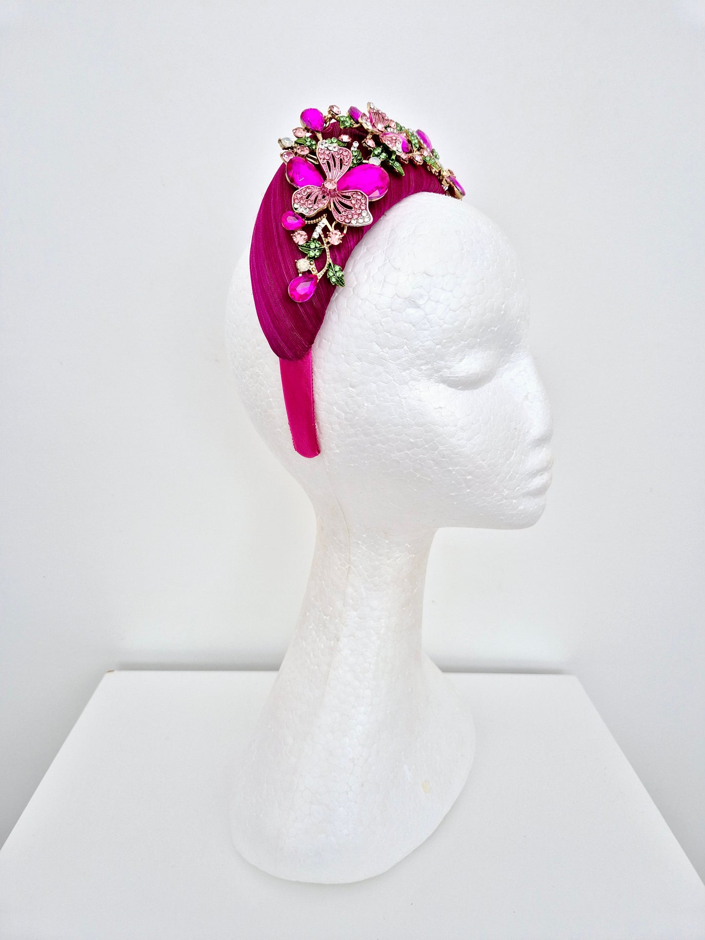 Miss Finley. Womens Magenta silk jewel fascinator headband