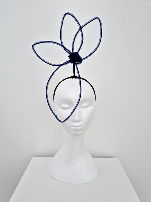 Miss Amour. Womens wired crinoline petal headband fascinator in Royal Blue