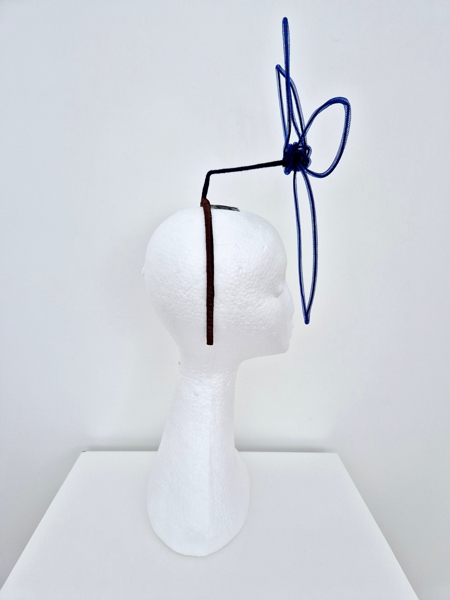 Miss Amour. Womens wired crinoline petal headband fascinator in Royal Blue