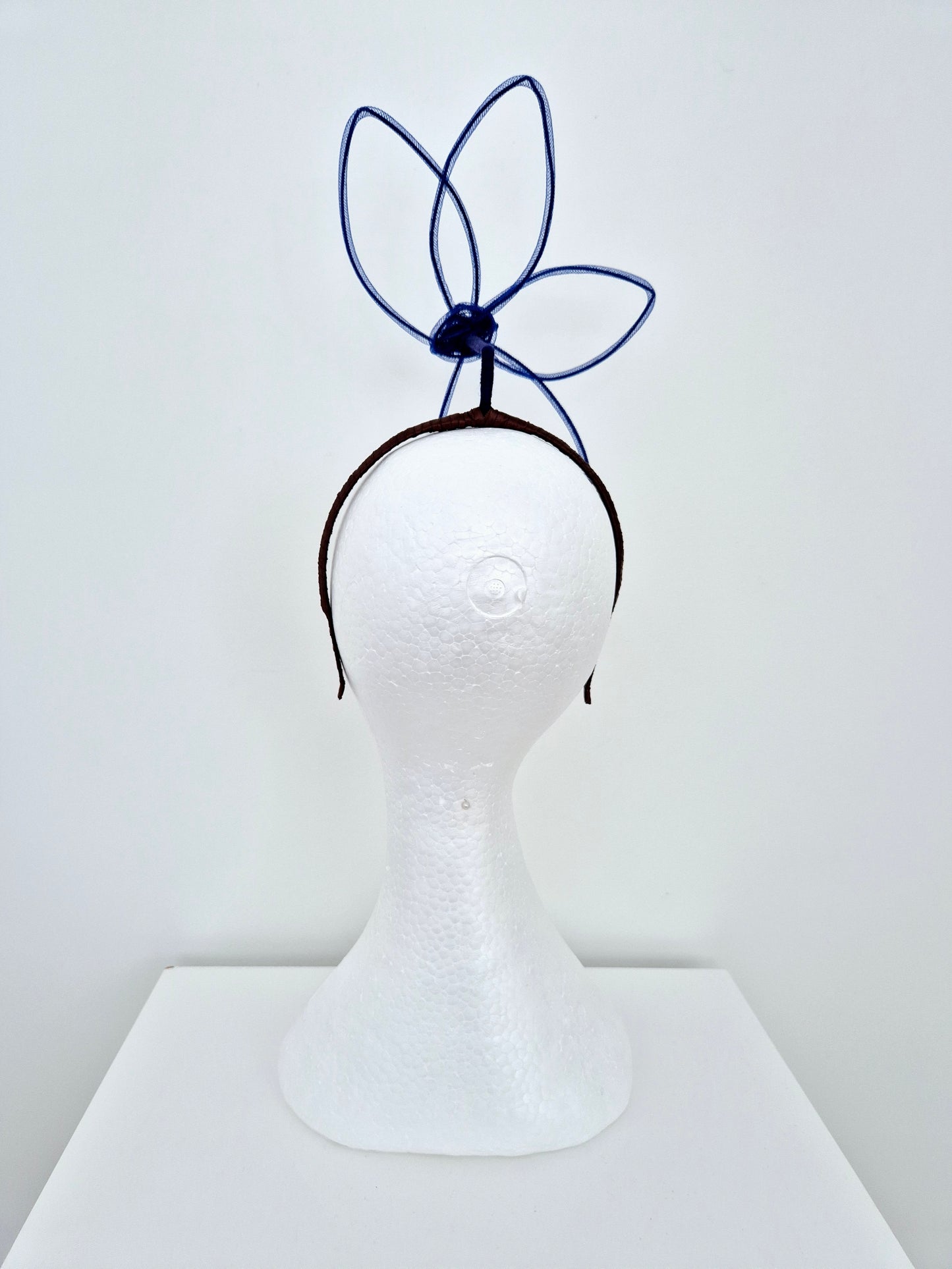 Miss Amour. Womens wired crinoline petal headband fascinator in Royal Blue