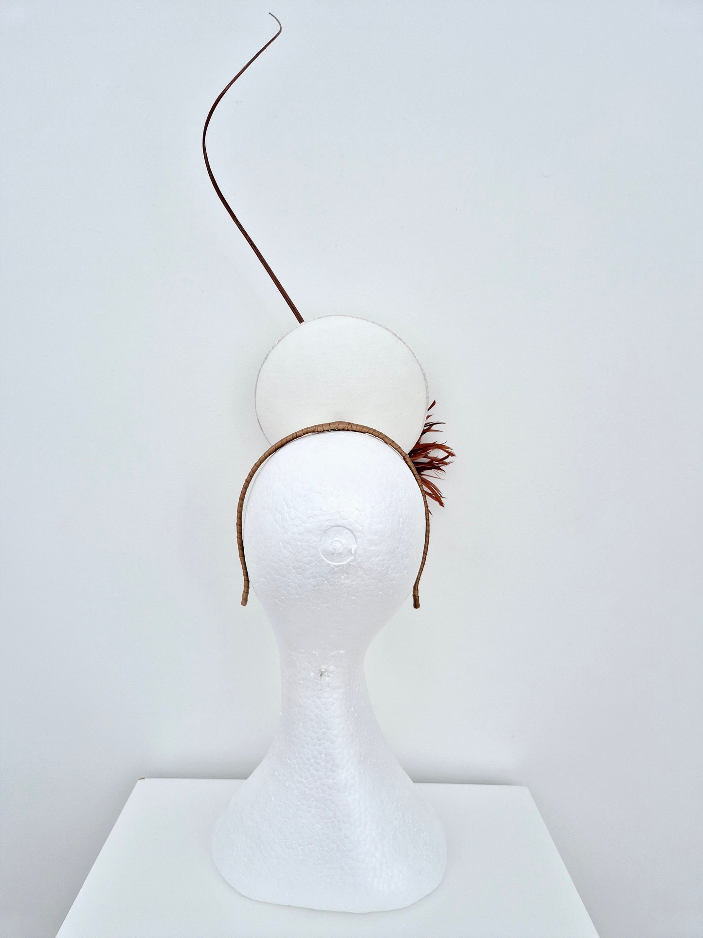 Miss Dandelion. Womens off white and milo brown button percher headpiece with flower