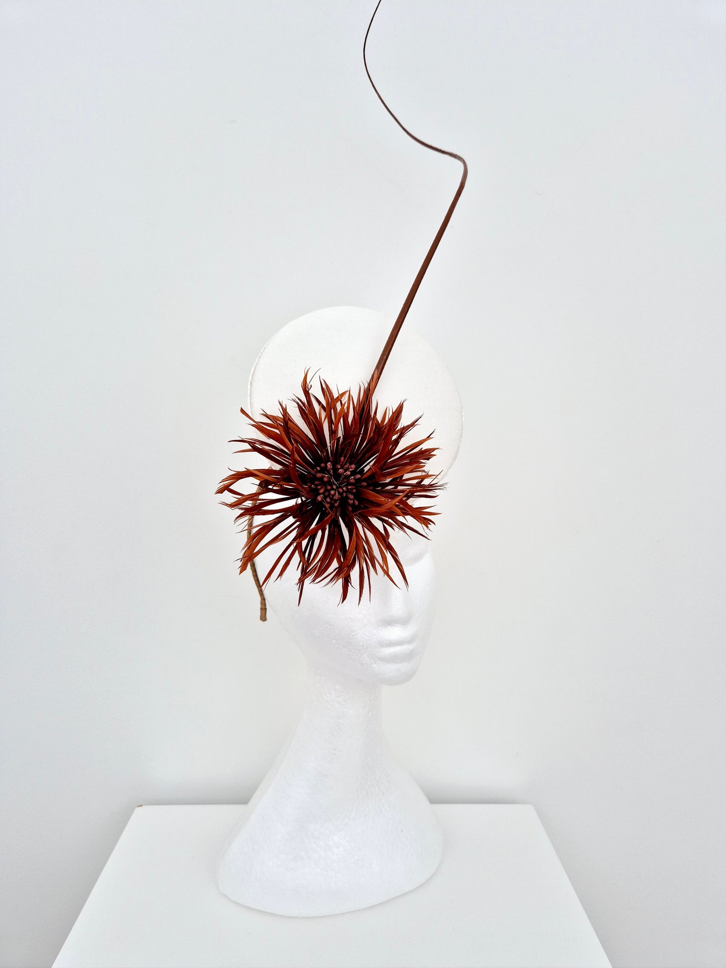 Miss Dandelion. Womens off white and milo brown button percher headpiece with flower