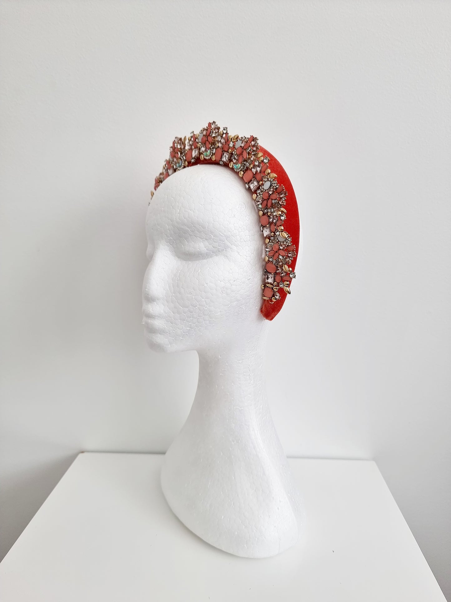 Miss Dakoda. Womens Terracotta/ gold embellished headband with earings