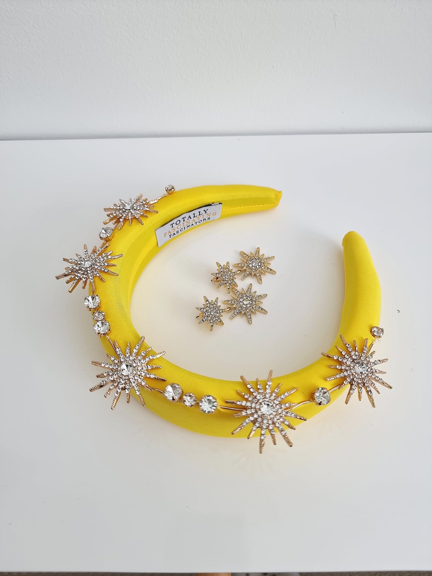 Miss Galaxy. Womens Yellow star embellished headband with earings