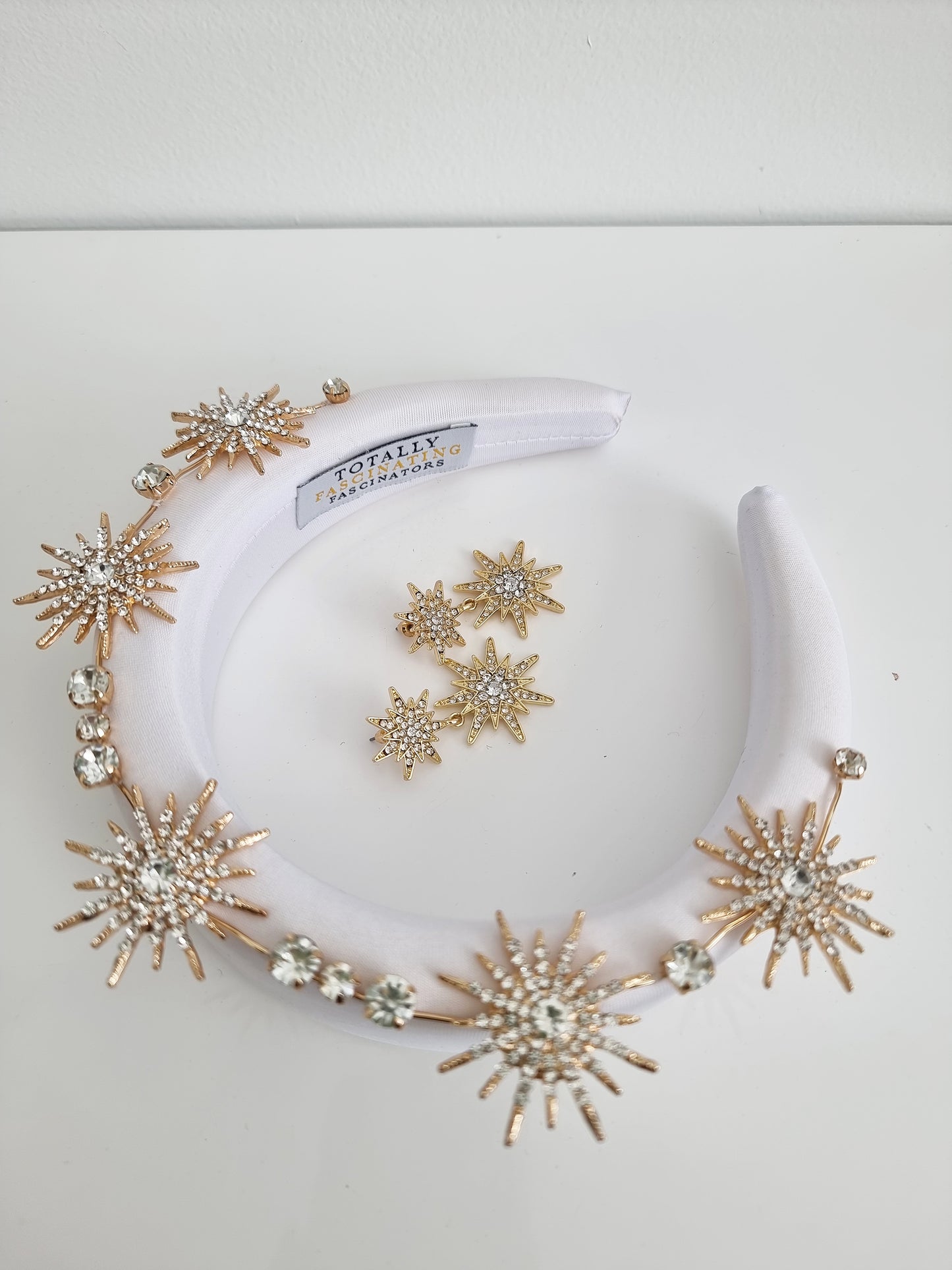 Miss Galaxy. Womens White star embellished headband with earings