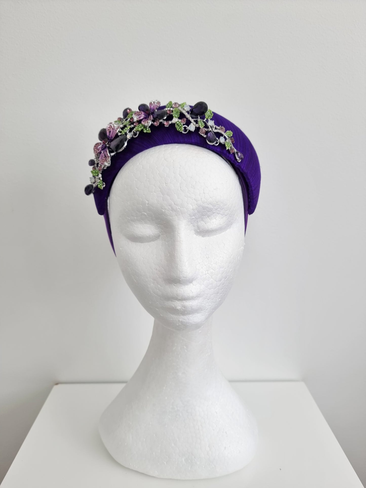 Miss Finley. Womens Purple silk jewel fascinator headband