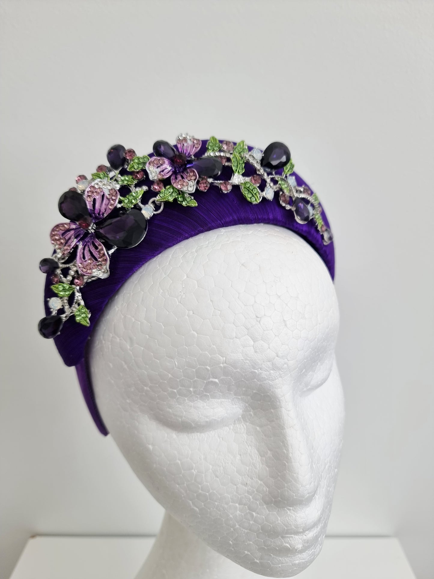 Miss Finley. Womens Purple silk jewel fascinator headband