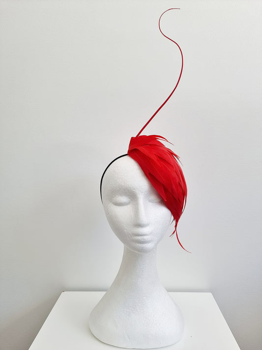 Miss Swan. Womens Red feather fascinator