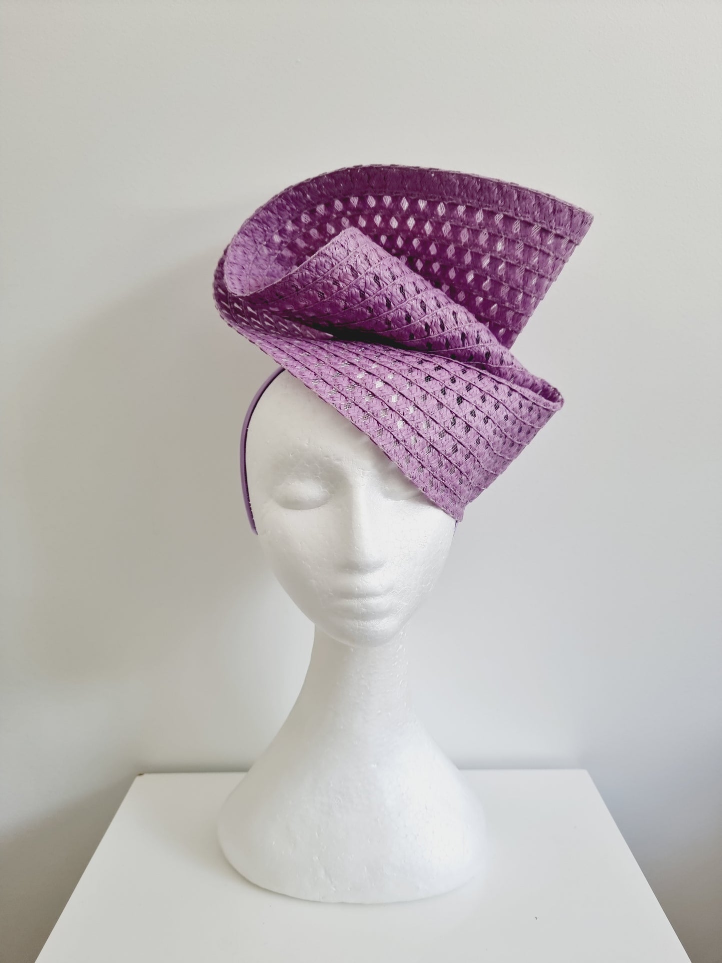 Miss Tara. Womens braided headband fascinator in Mauve