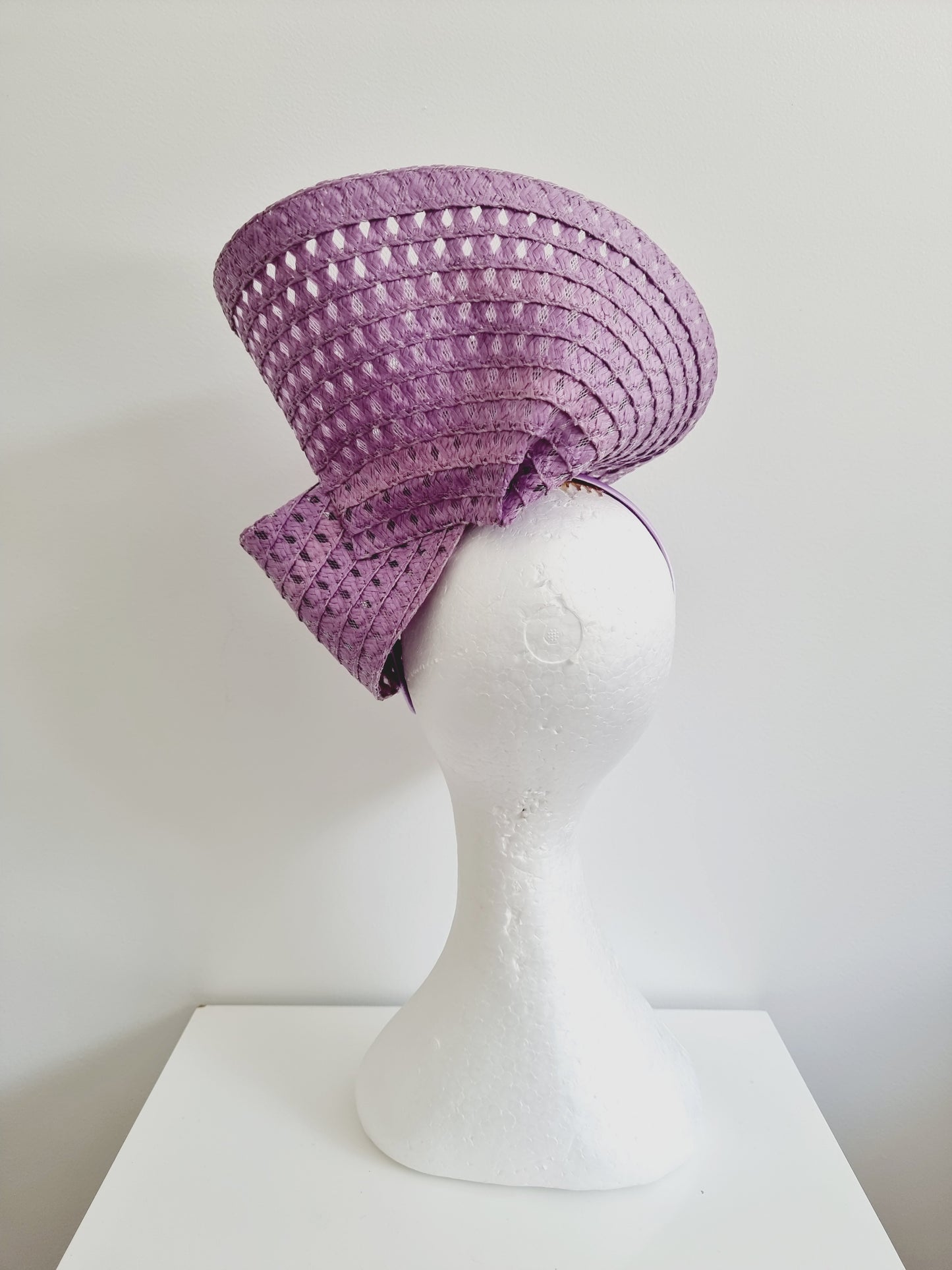Miss Tara. Womens braided headband fascinator in Mauve