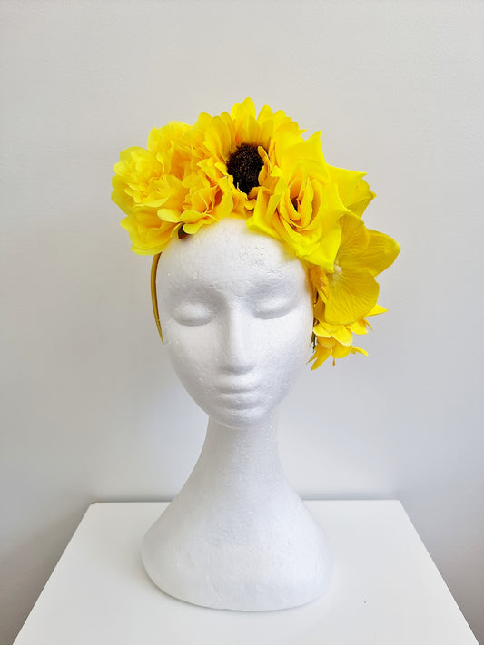 Miss Ophelia. Womens flower embellished headband in Vibrant Yellow