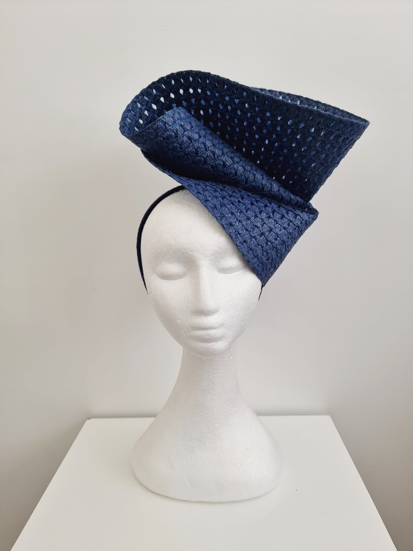 Miss Tara. Womens braided headband fascinator in Navy Blue