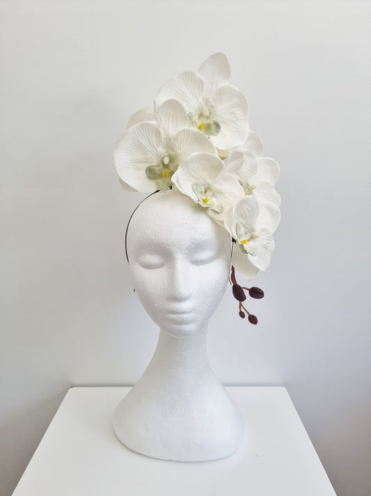 Miss Alexia womens faux orchid flower headband fascinator in Ivory