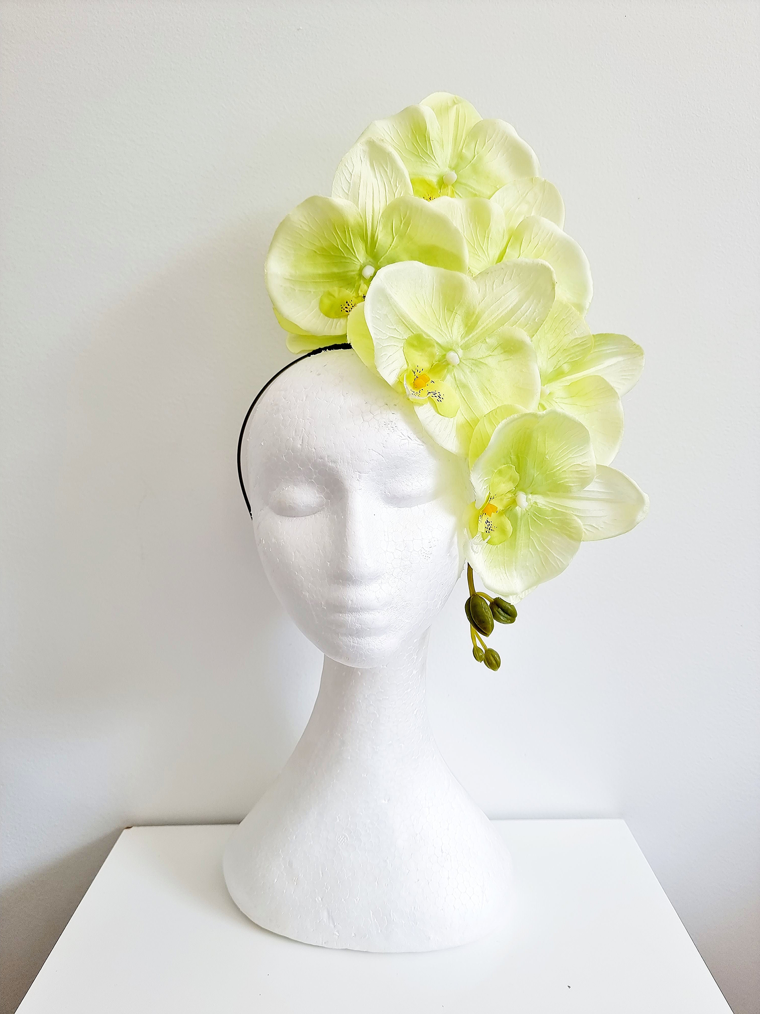 Lime Green Orchid floral Fascinator for special outlets occasions Ref; AW73