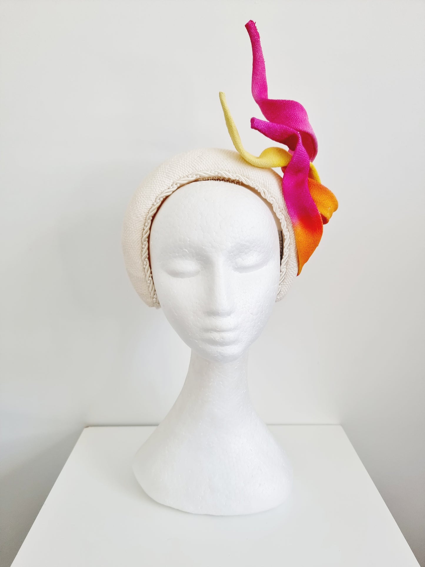 Miss Kirsten.  Womens off white straw headband fascinator with ombre swirls
