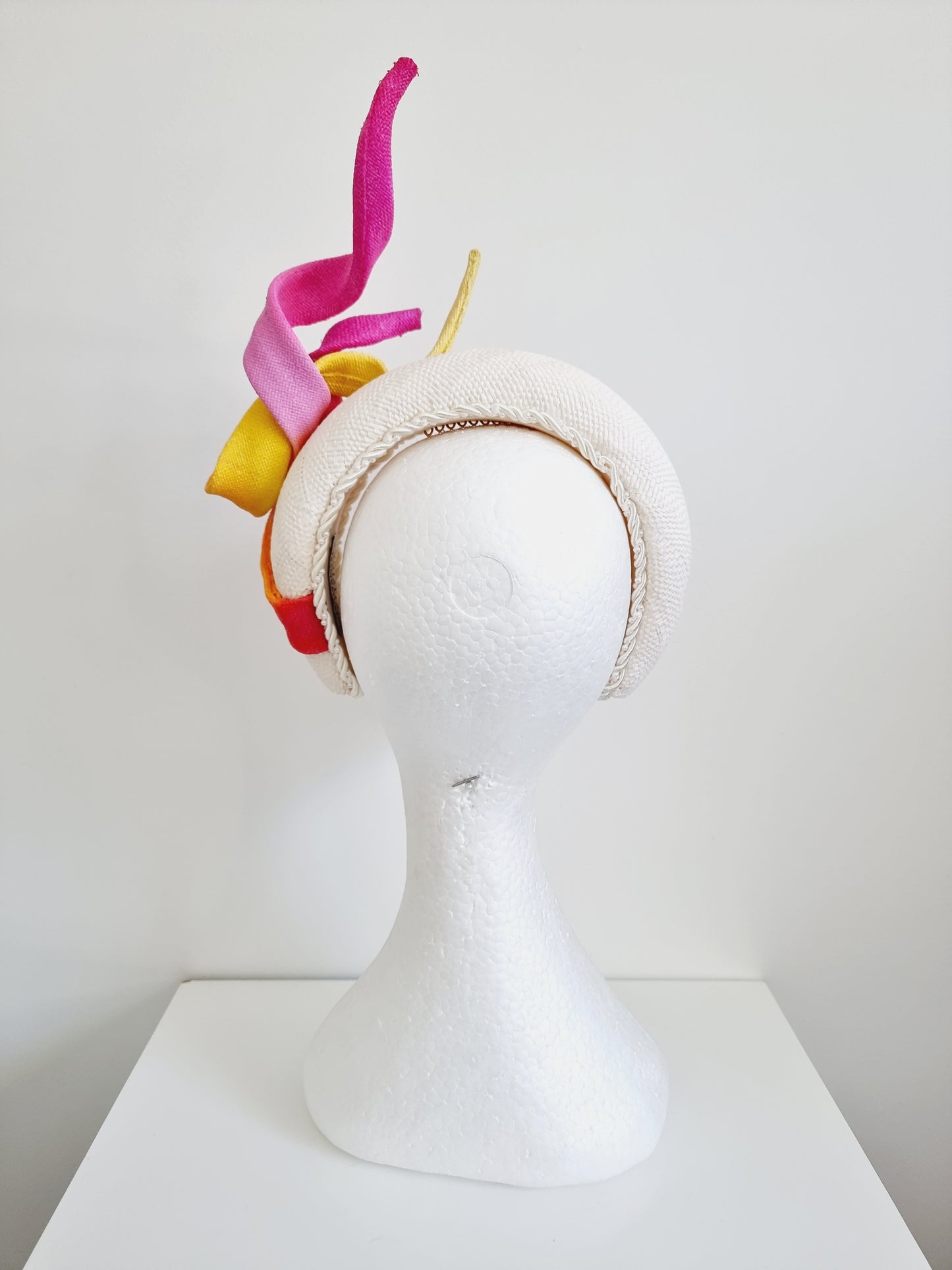 Miss Kirsten.  Womens off white straw headband fascinator with ombre swirls