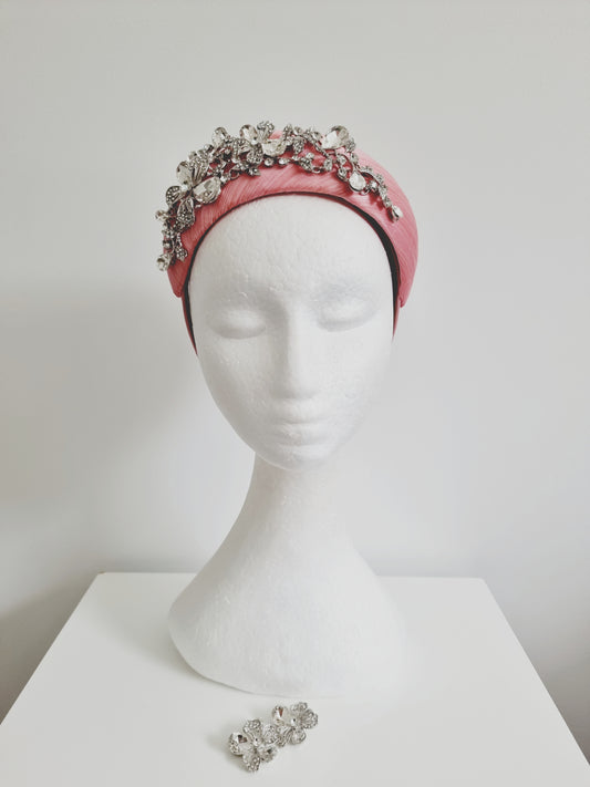 Miss Finley. Womens Pale Pink silk jewel fascinator headband