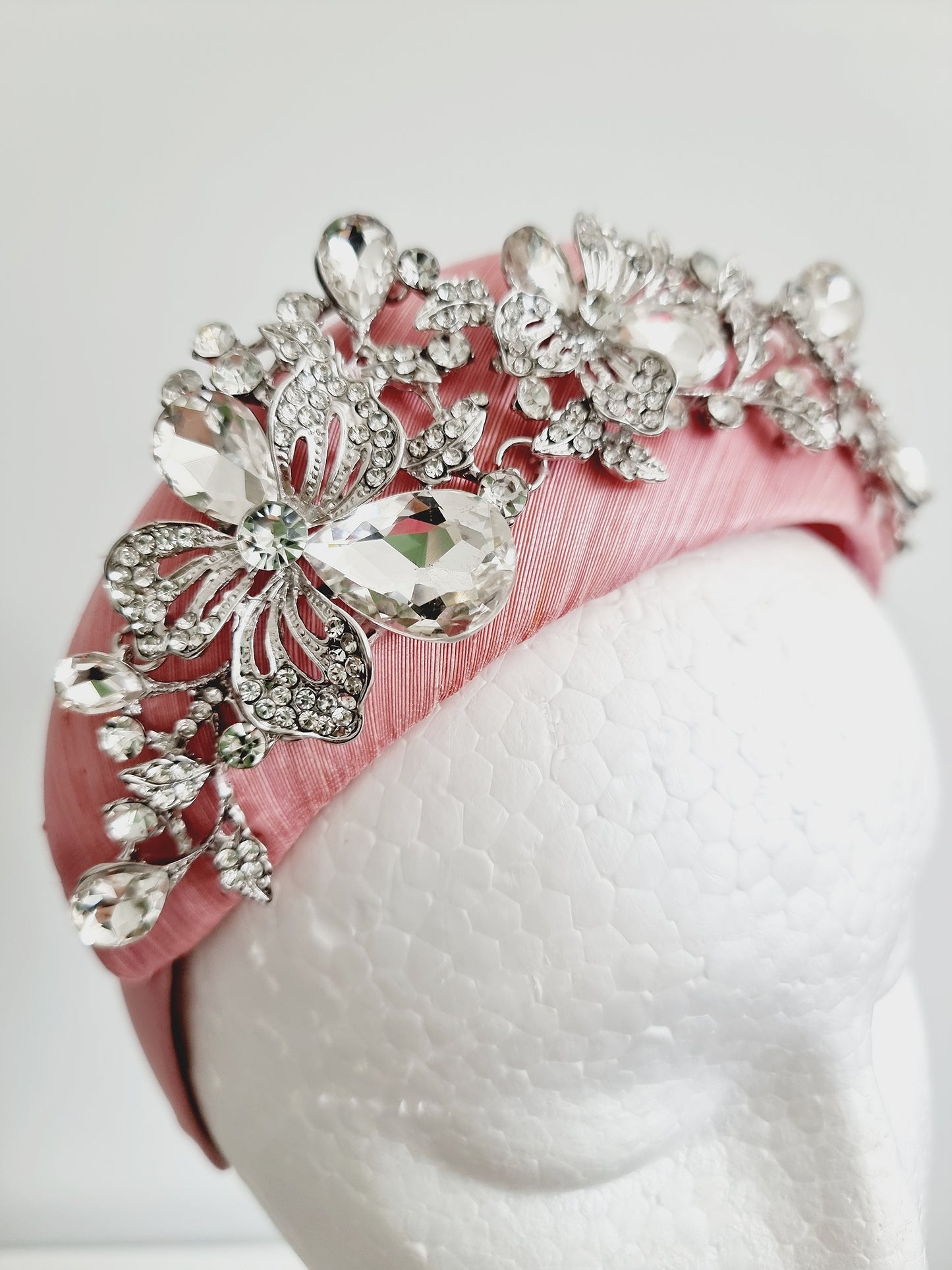 Miss Finley. Womens Pale Pink silk jewel fascinator headband