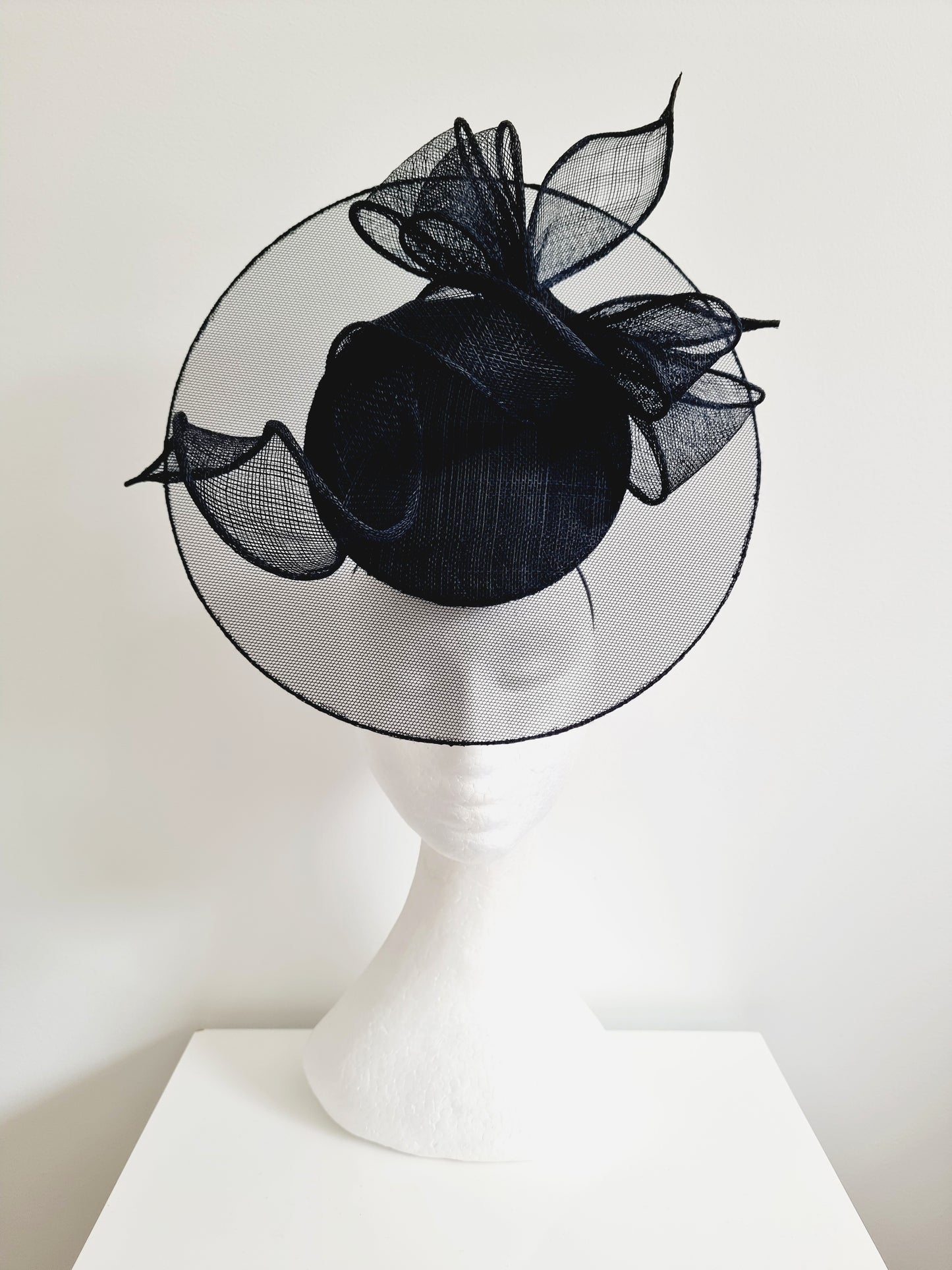 Miss Florance.Womens Black sinamay satellite percher headband fascinator with bow