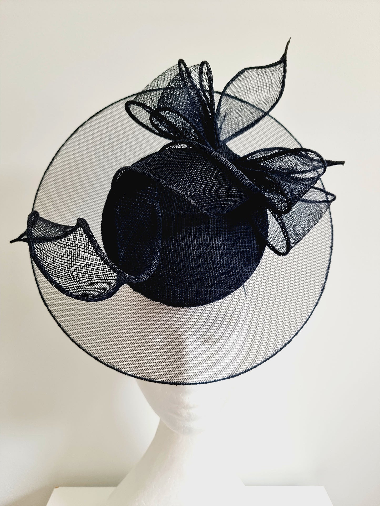 Miss Florance.Womens Black sinamay satellite percher headband fascinator with bow