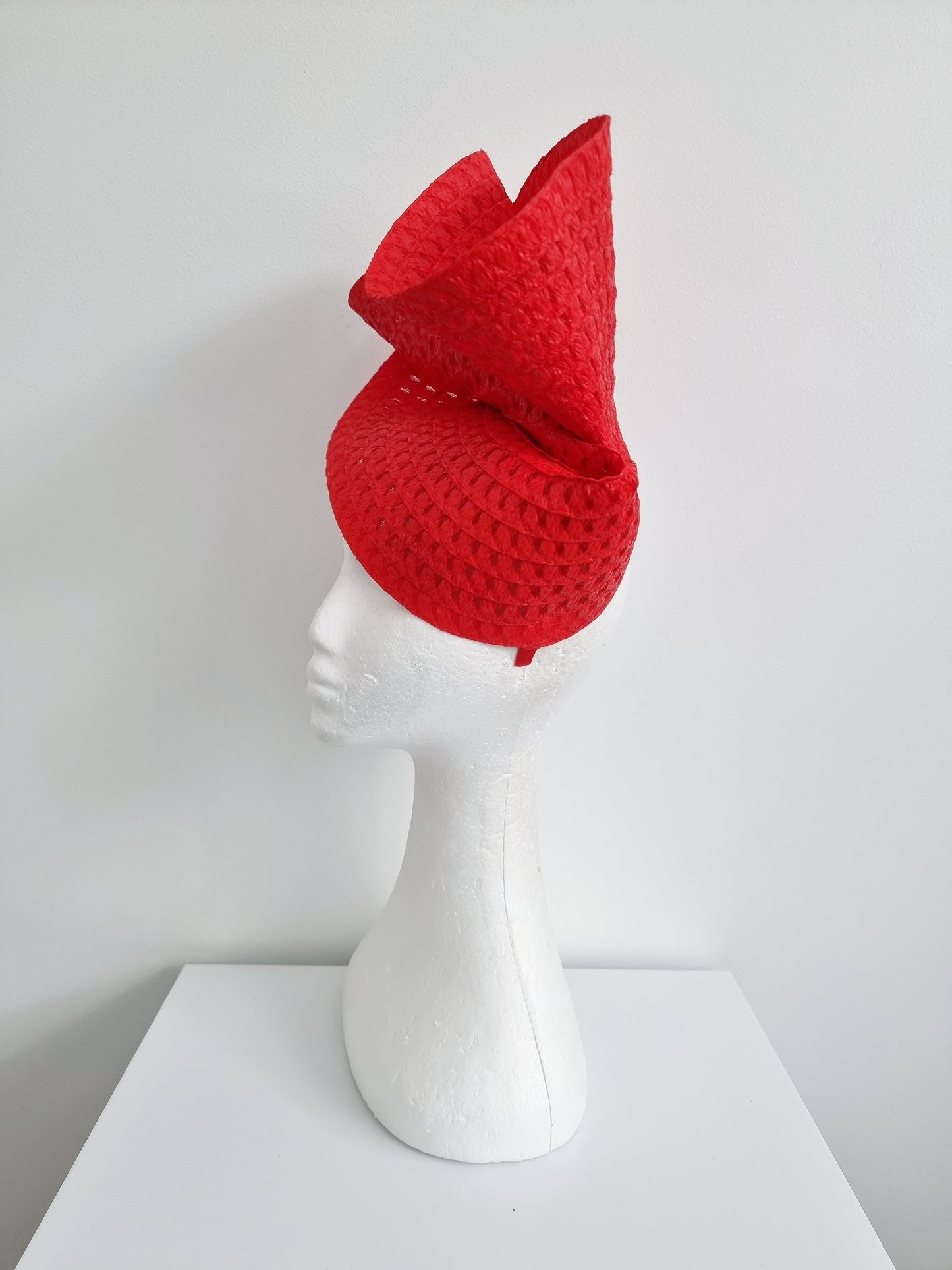 Miss Tara. Womens braided headband fascinator in Bright Red