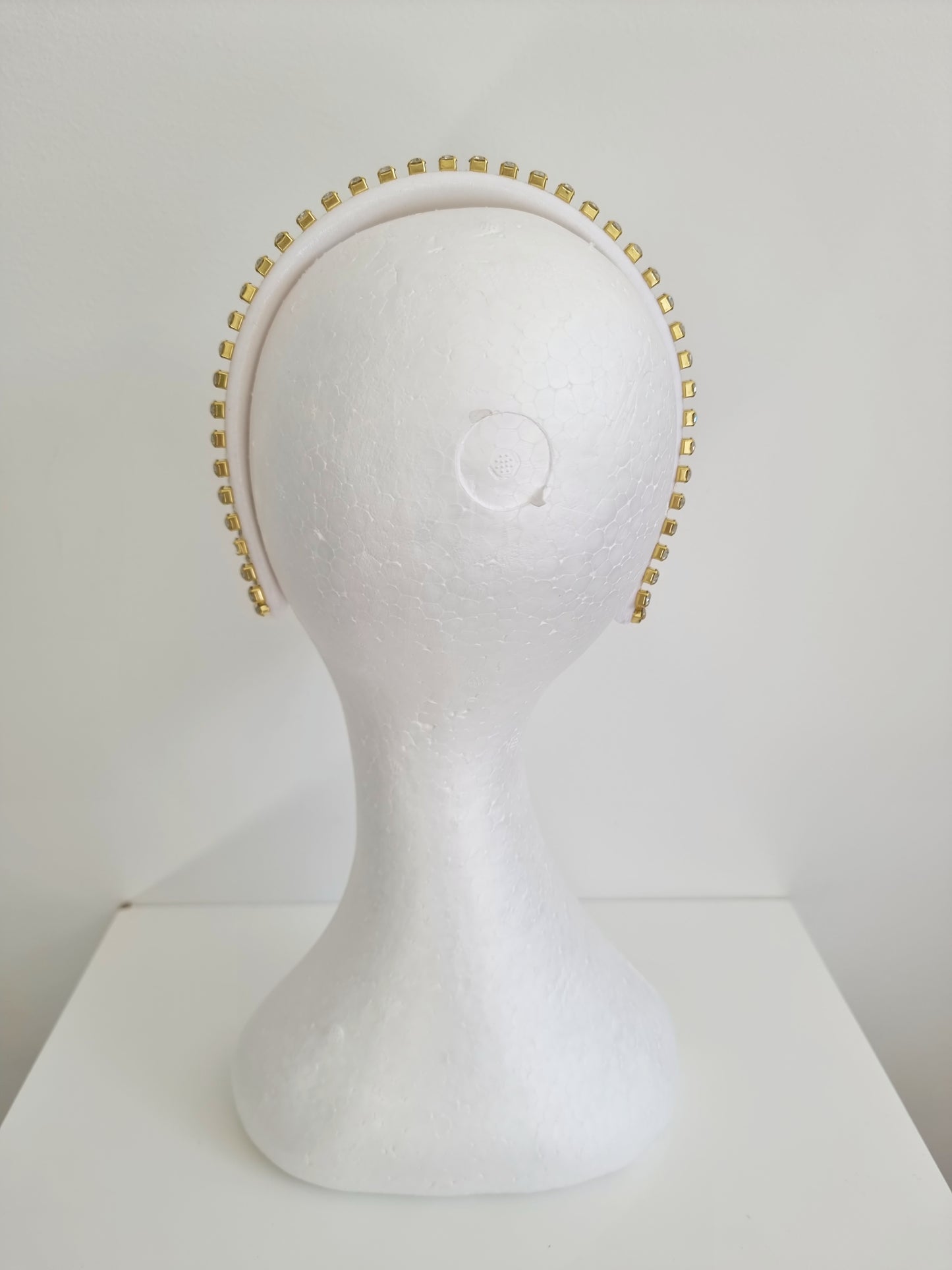 Miss Neva. Womens White velvet / gold embellished headband