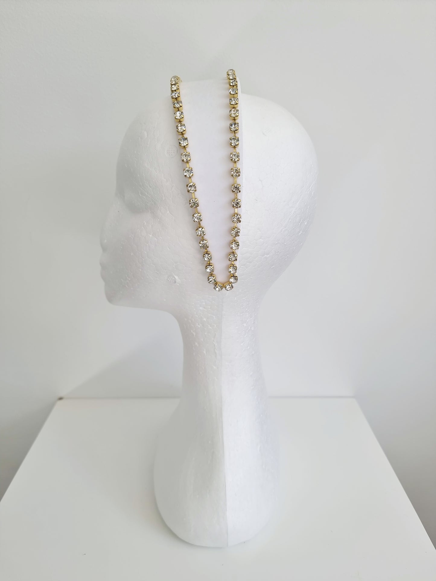 Miss Neva. Womens White velvet / gold embellished headband
