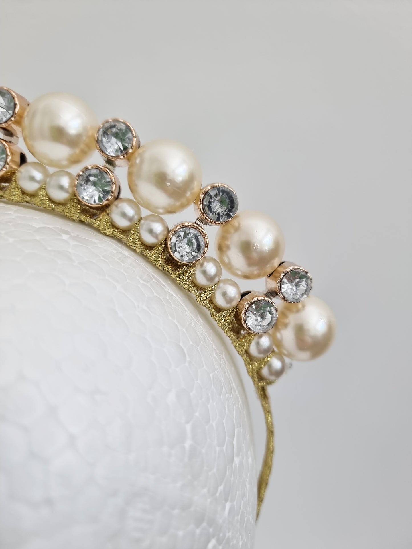 Miss Pearl. Womens off White pearl gold embellished headband