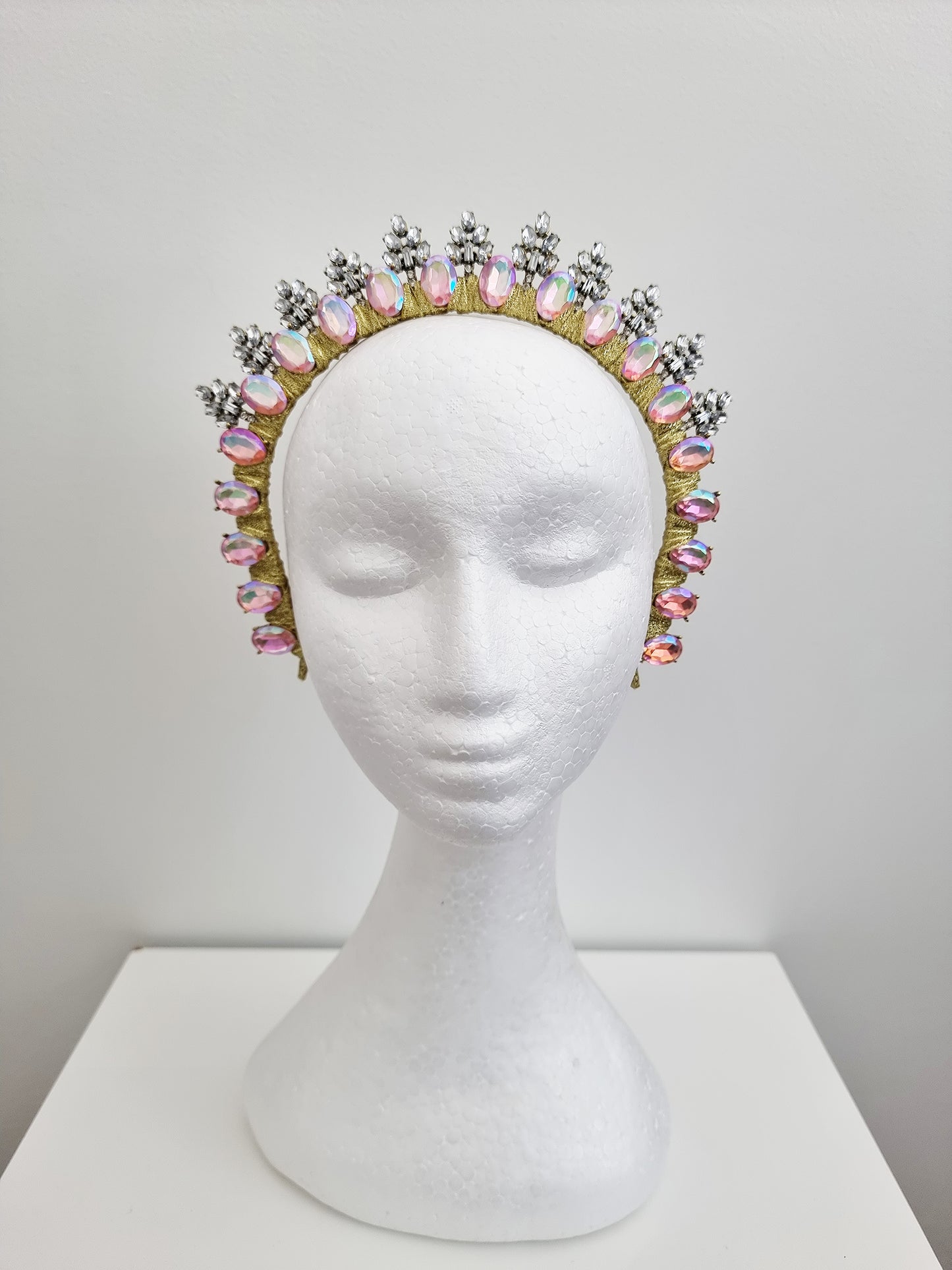 Miss Ice Maiden. Womens Pale Pink rhinestone crown headband