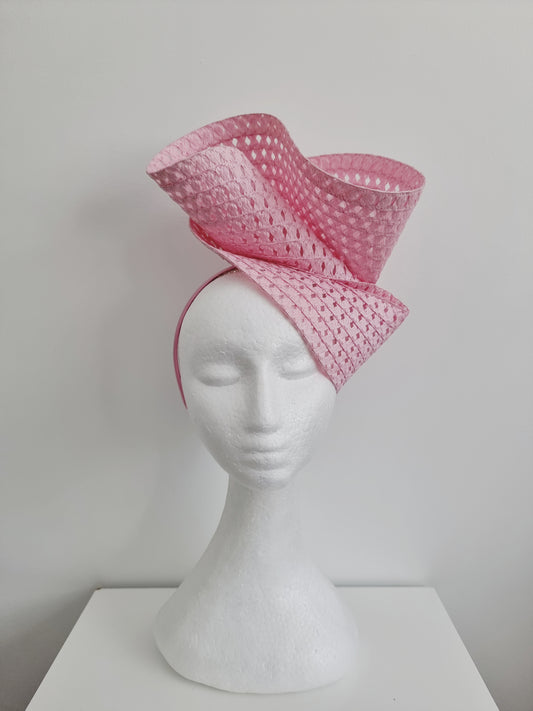 Miss Tara. Womens braided headband fascinator in Pale Pink