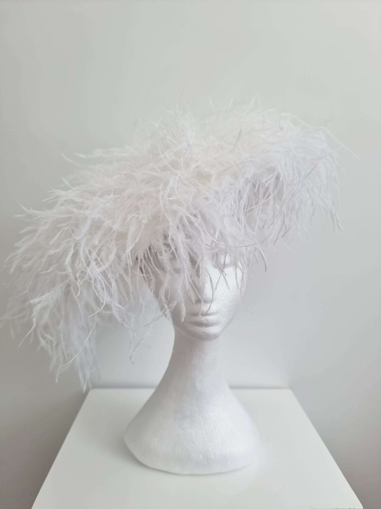 Miss Paris hat.  Womens White feather hat