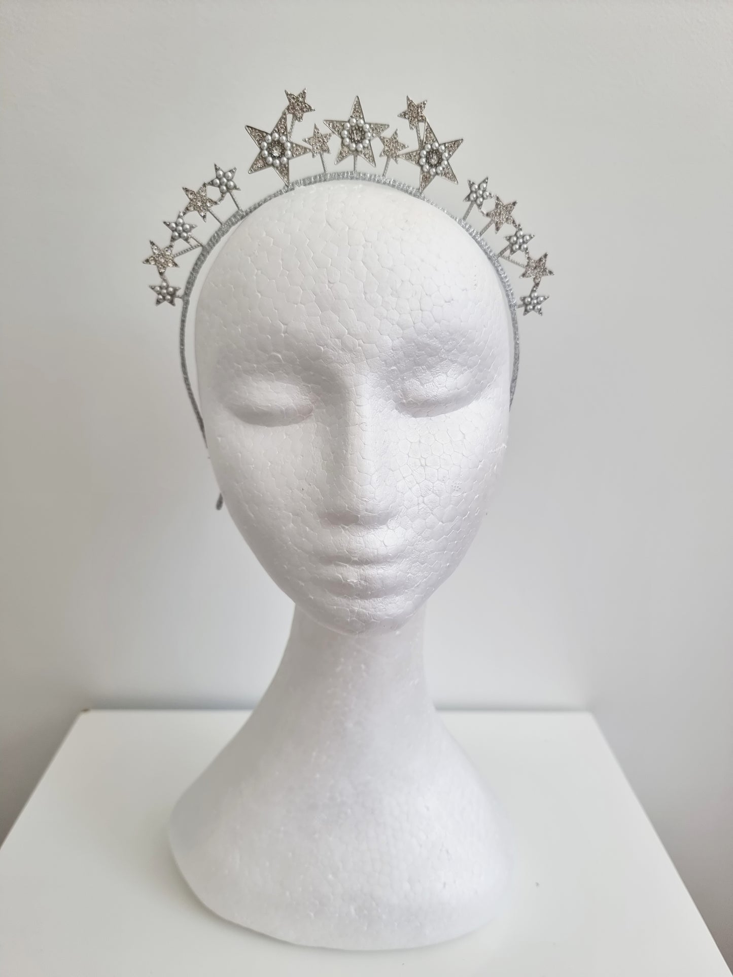 Miss Twinkle. Womens star headband fascinator in Silver