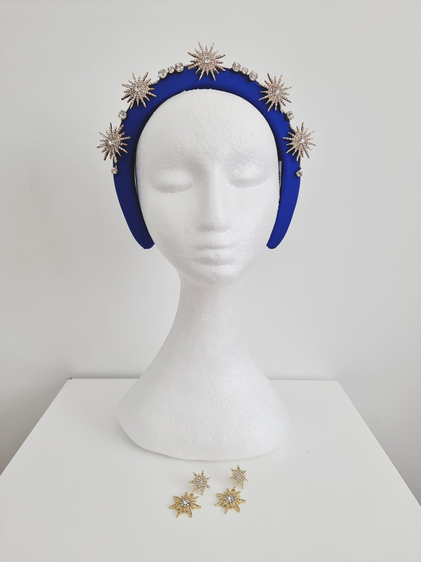 Miss Galaxy. Womens Royal blue star embellished headband with matching earings