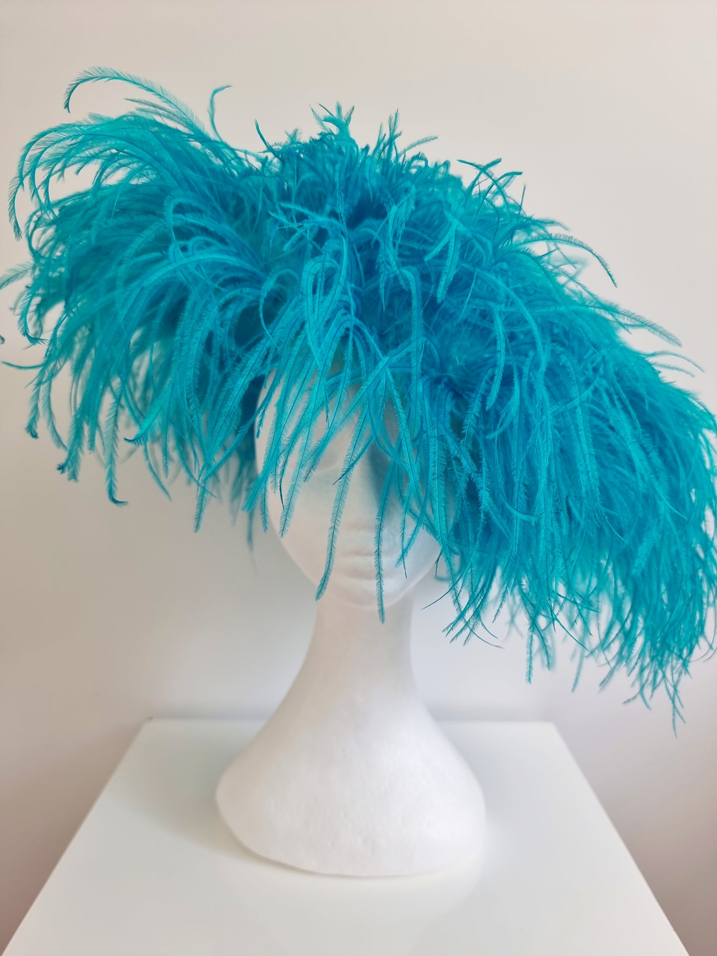 Miss Paris hat.  Womens Teal Blue feather hat