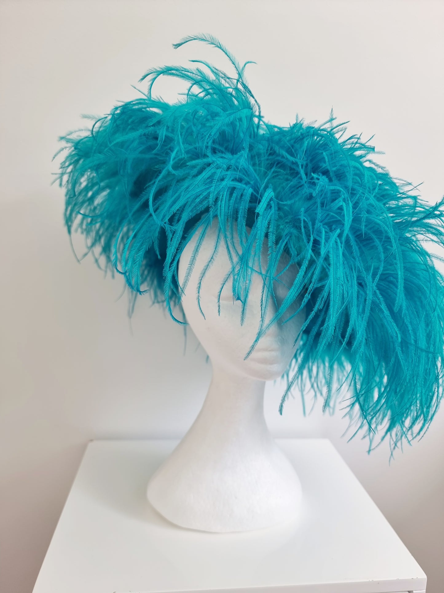 Miss Paris hat.  Womens Teal Blue feather hat