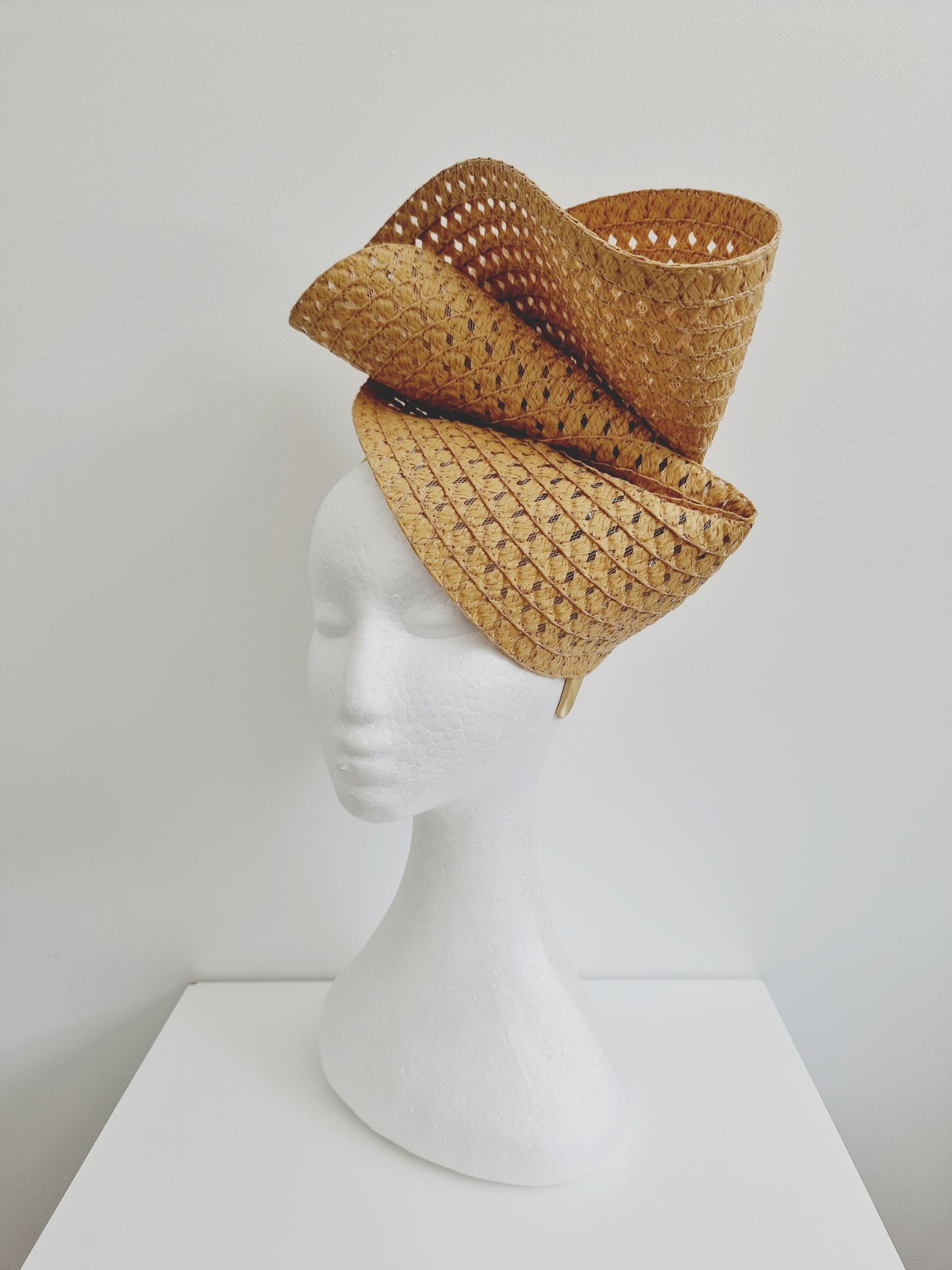 Miss Tara. Womens braided headband fascinator in Caramel