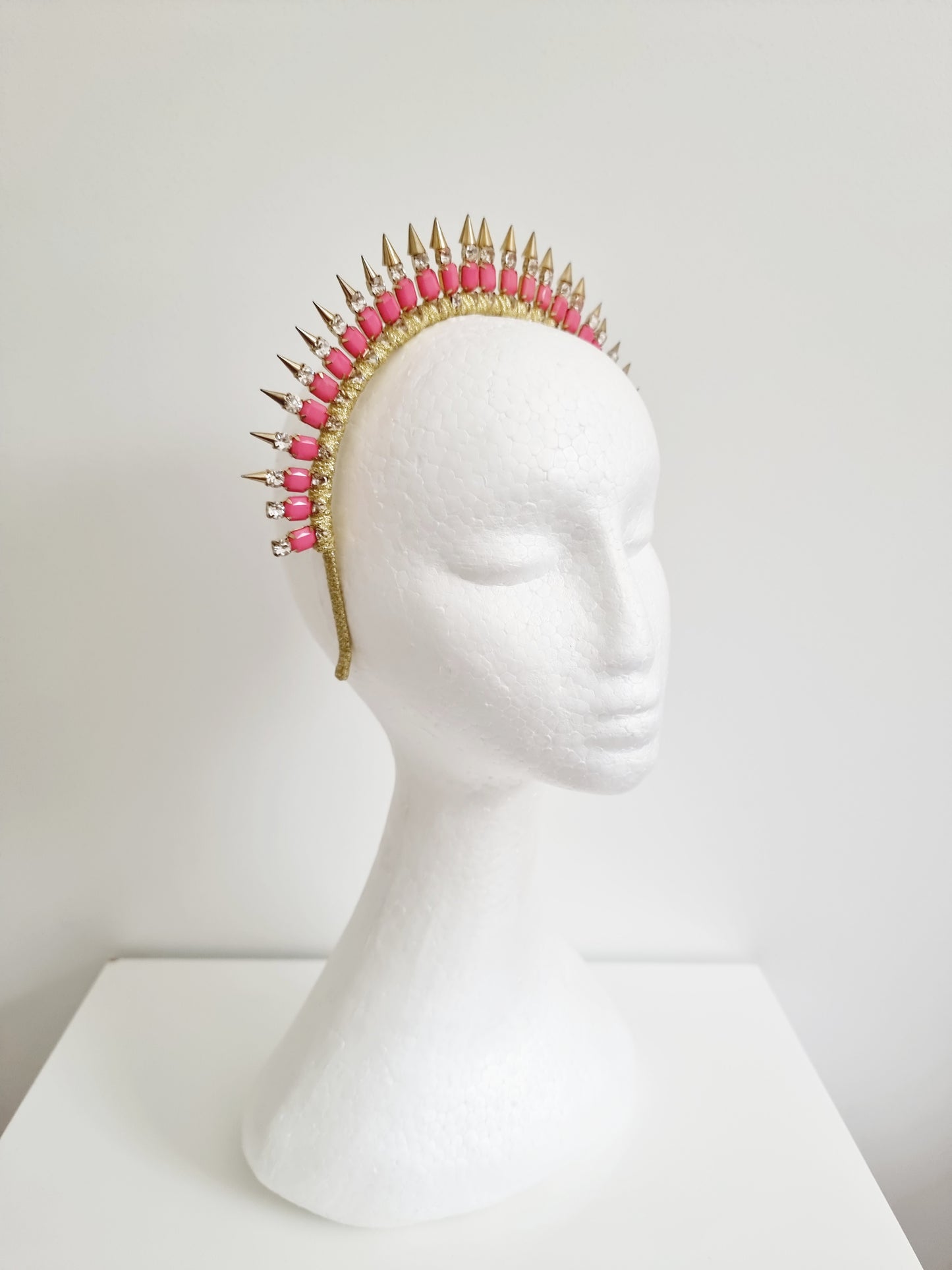 Miss Natasha. Womens Hot Pink rhinestone crown headband