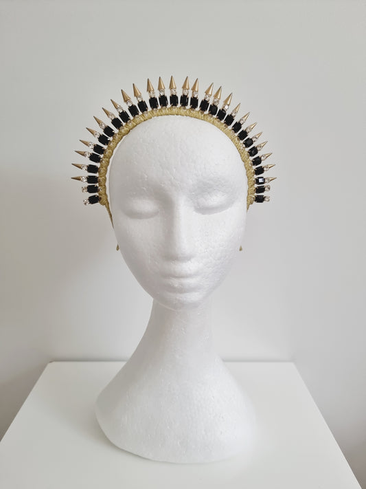 Miss Natasha. Womens Black rhinestone crown headband