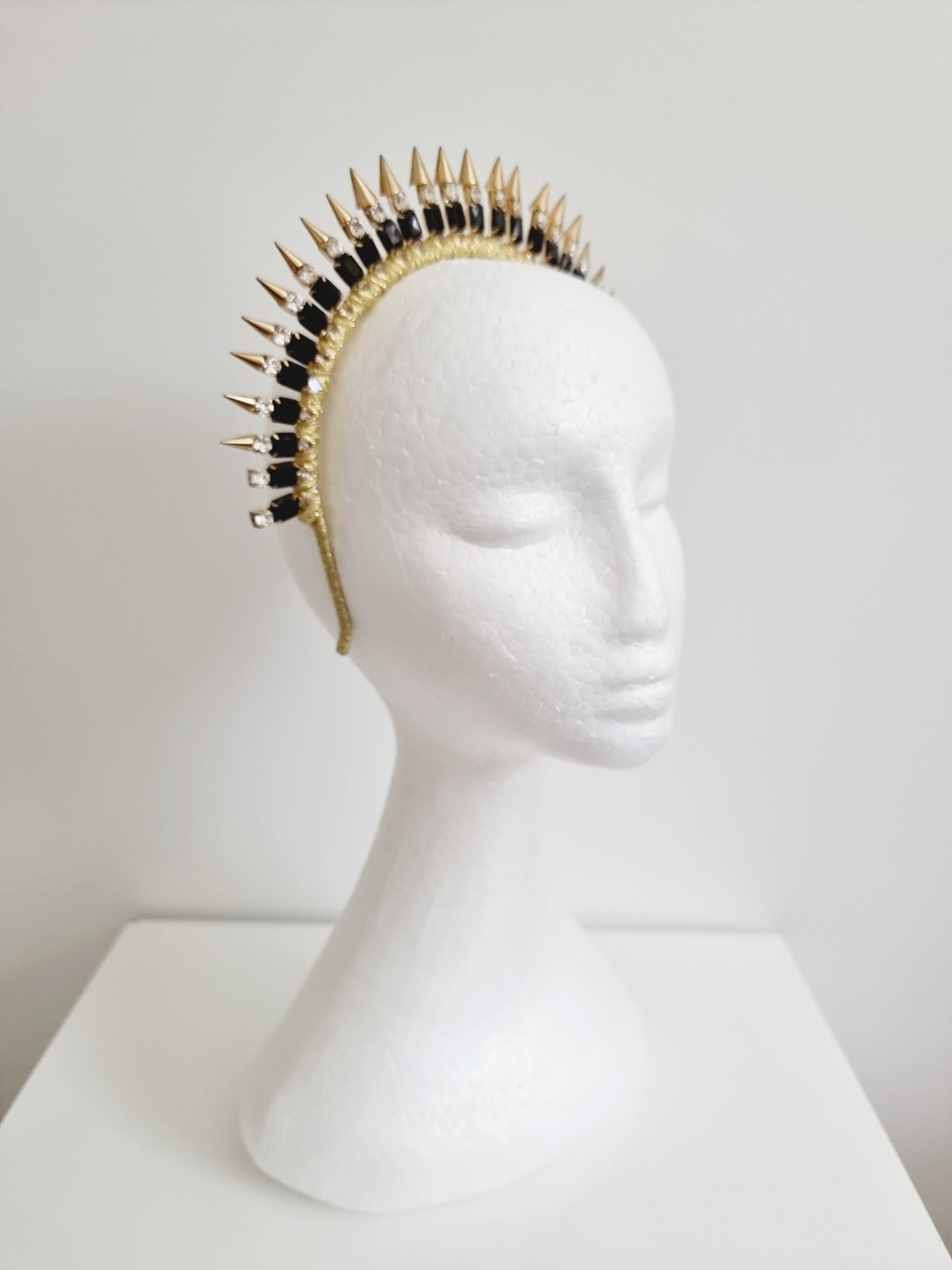 Miss Natasha. Womens Black rhinestone crown headband