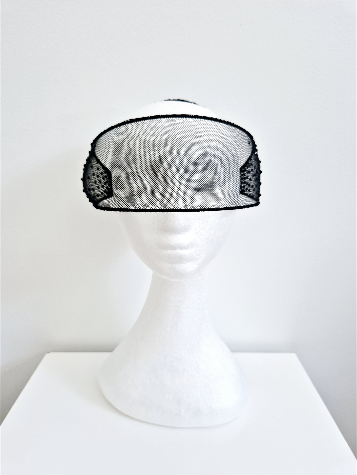 Miss Alaira. Womens Black crinoline visor headband with rhinestones