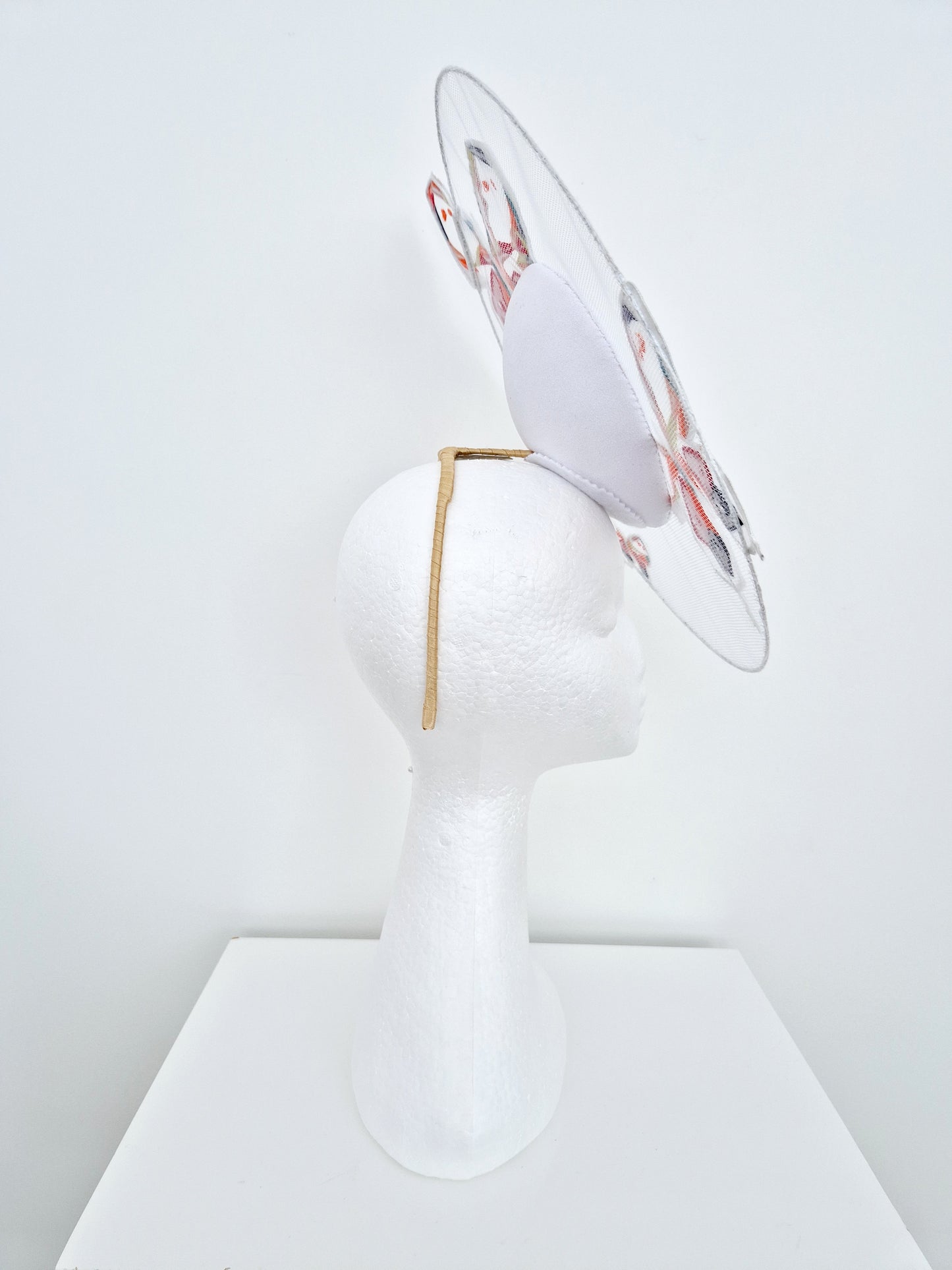 Miss Calista. Womens White satellite percher headpiece with butterflies