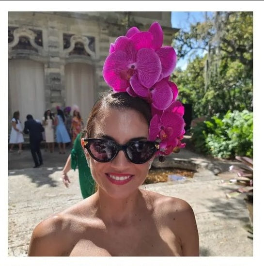 Miss Alexia womens faux orchid flower headband fascinator in Orange