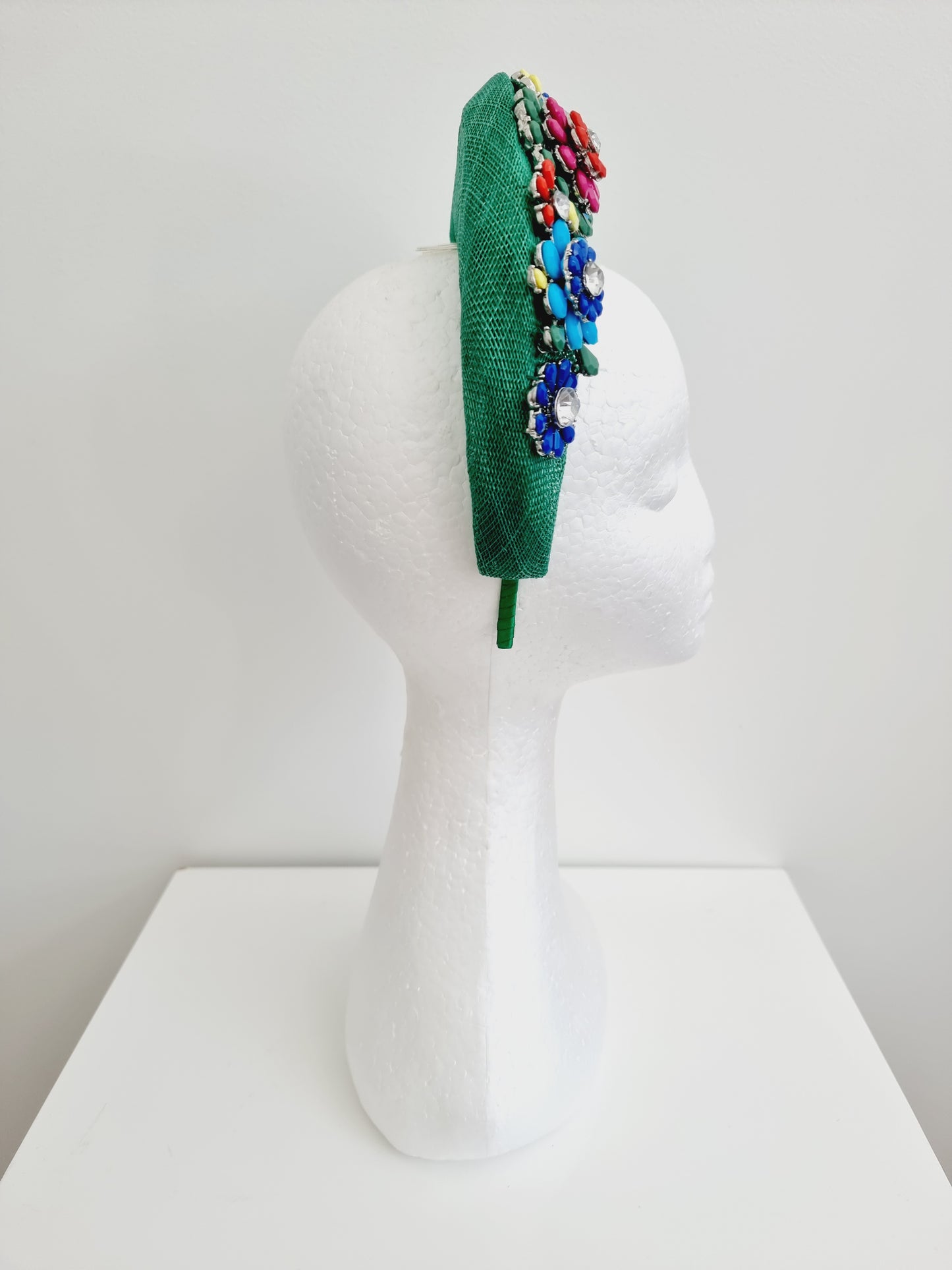 Miss Racheal. Womens Emerald Green sinamay halo headband fascinator