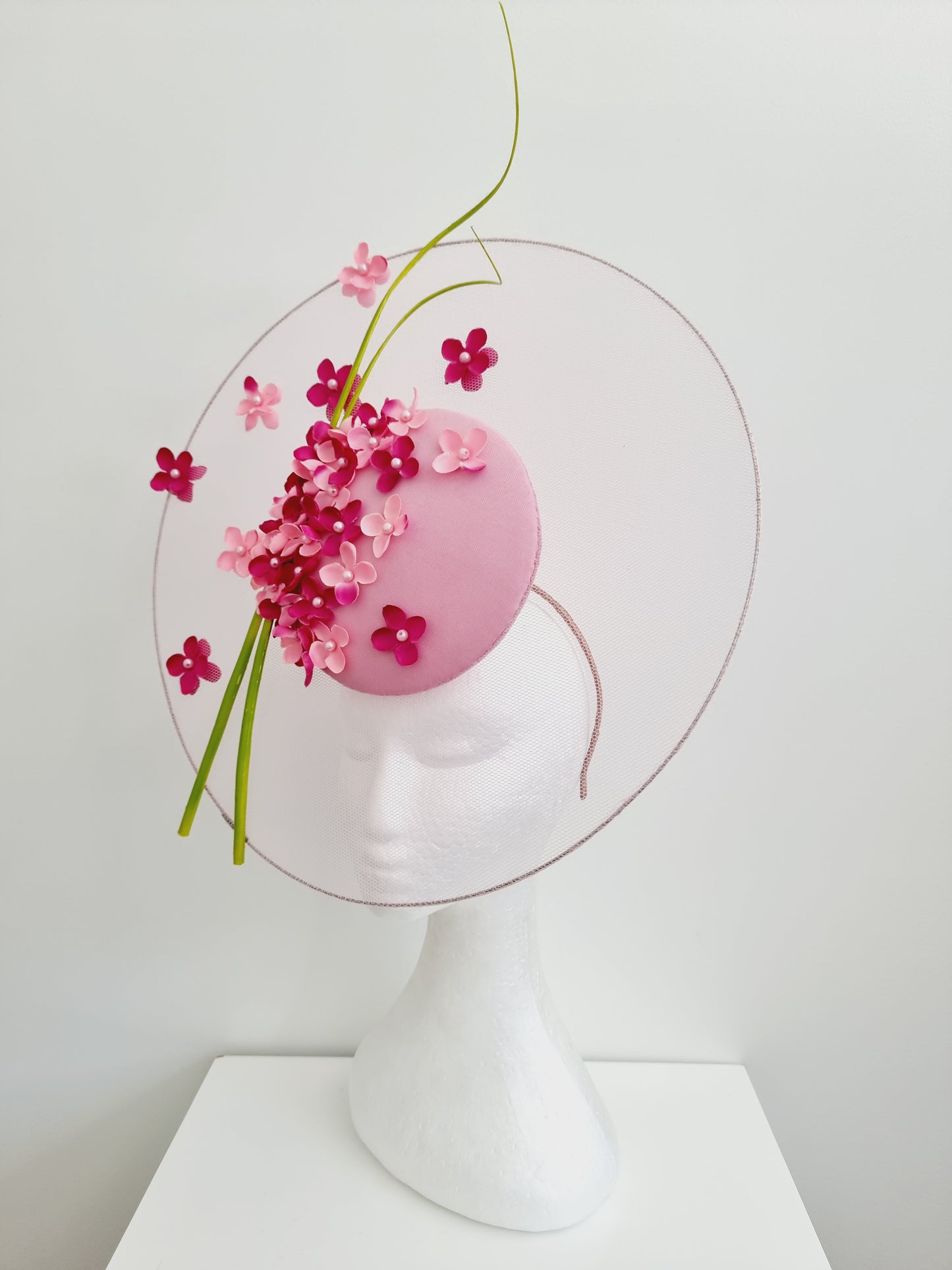 Miss Julieanna.Womens Pale Pink satellite percher headband fascinator with flowers