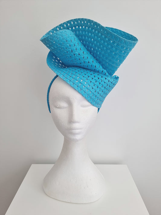 Miss Tara. Womens braided headband fascinator in Sky Blue
