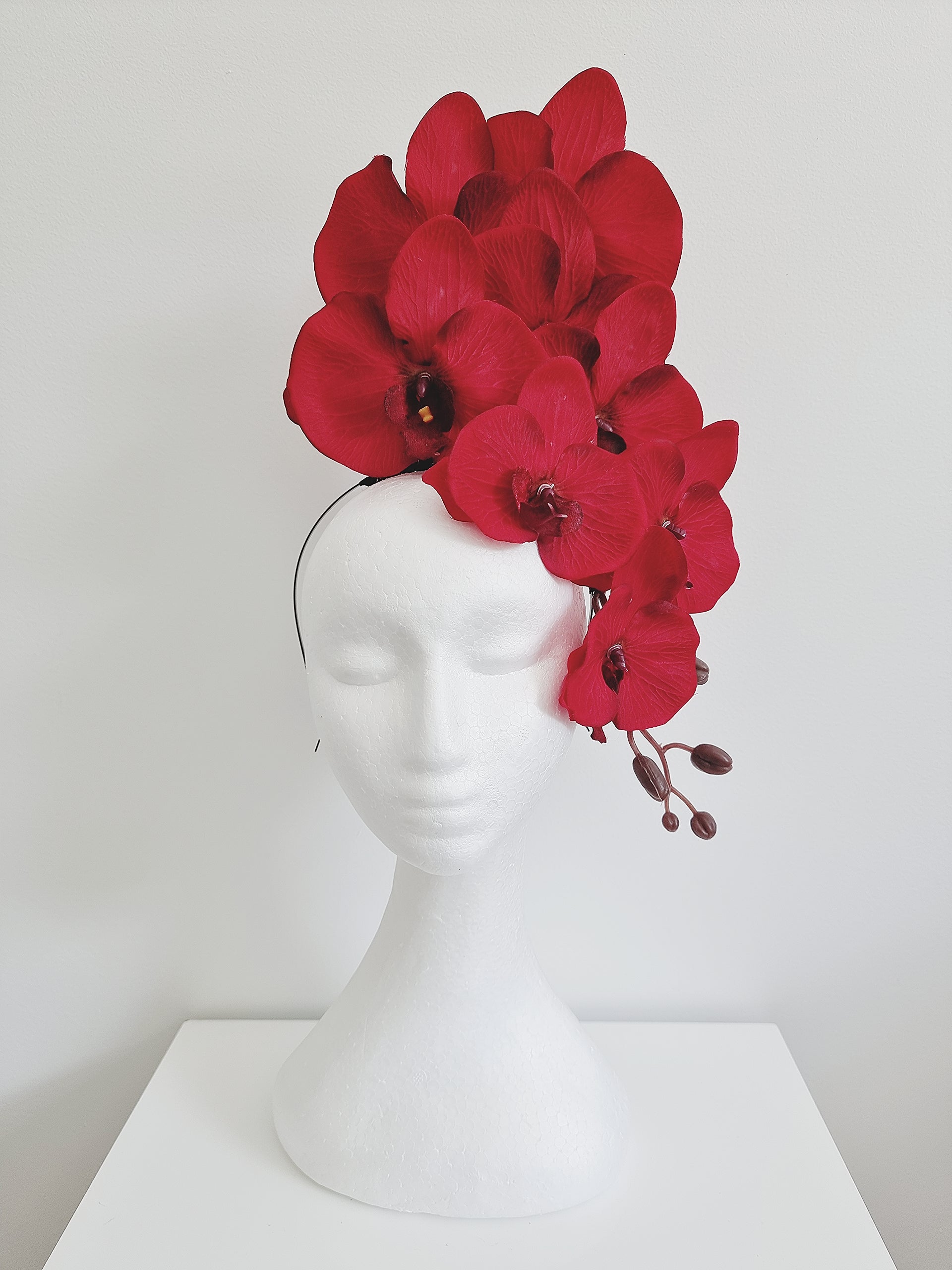 Miss Alexia womens faux orchid flower headband fascinator in Red ...